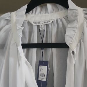 Rebecca Minkoff Sheer White Ruffle Blouse